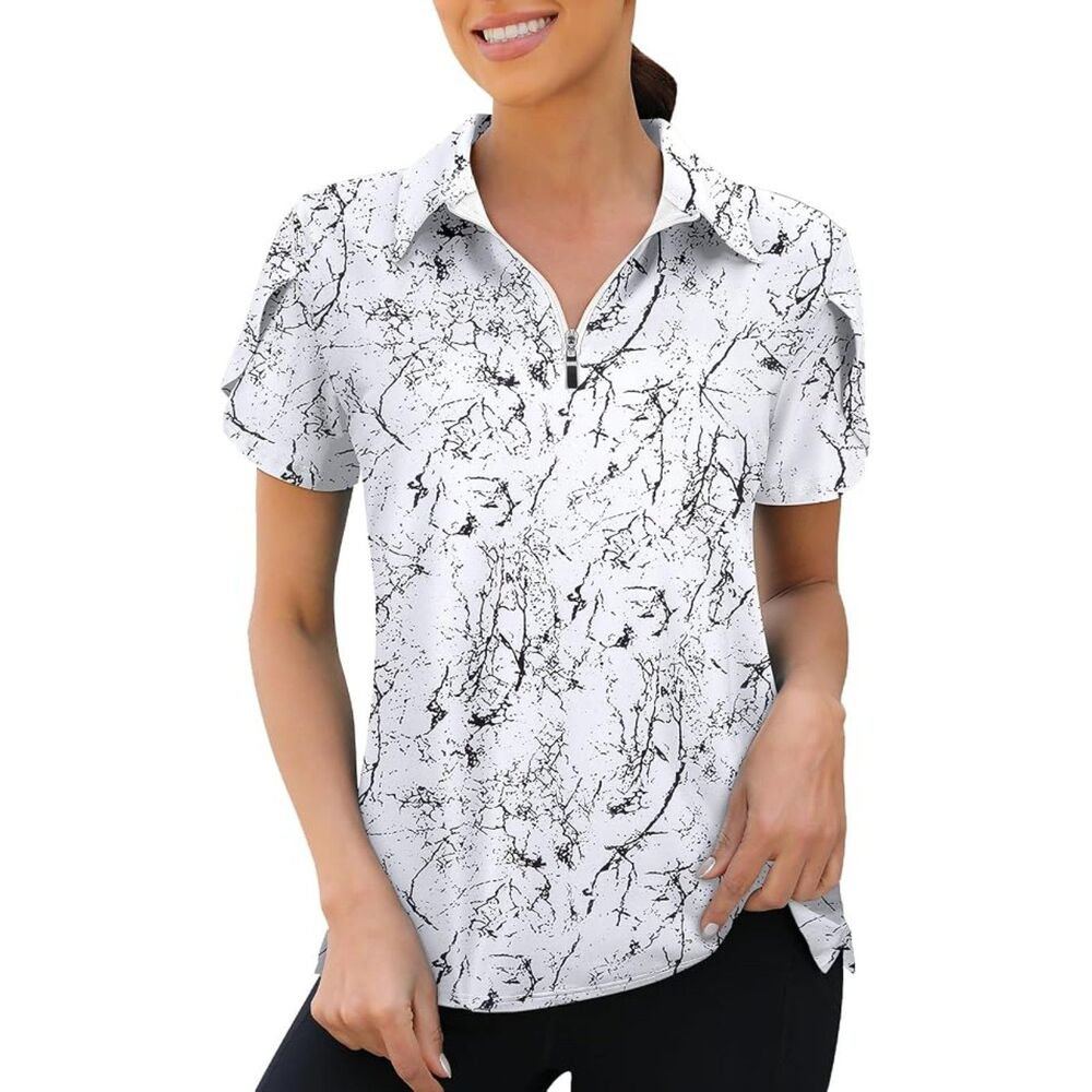 Golf Polo Shirts 1/4 Zip Up Overlap Quick Dry Workout Top, XXL, 3F-209T005